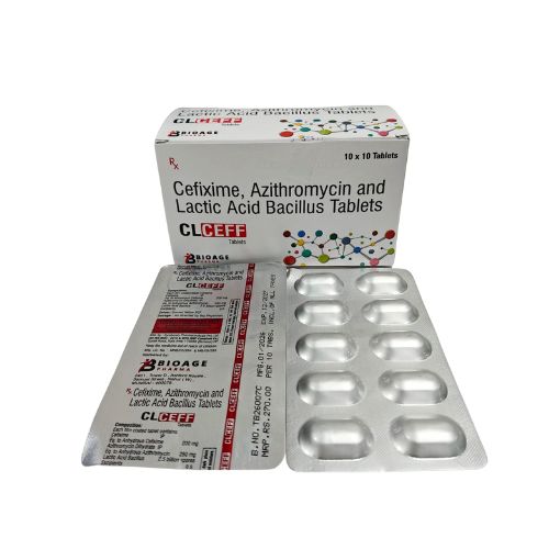 CLCEFF Tablets: Cefixime, Azithromycin, and Lactic Acid Bacillus Tablets.